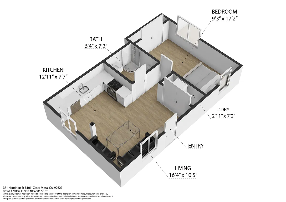 Floor plan 1 Bedroom 1 Bathroom B
