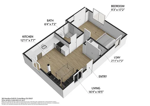 Floor plan 1 Bedroom 1 Bathroom B