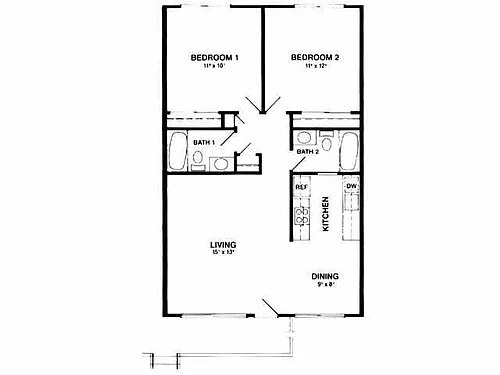 Floor plan 2 Bedroom- Cypress