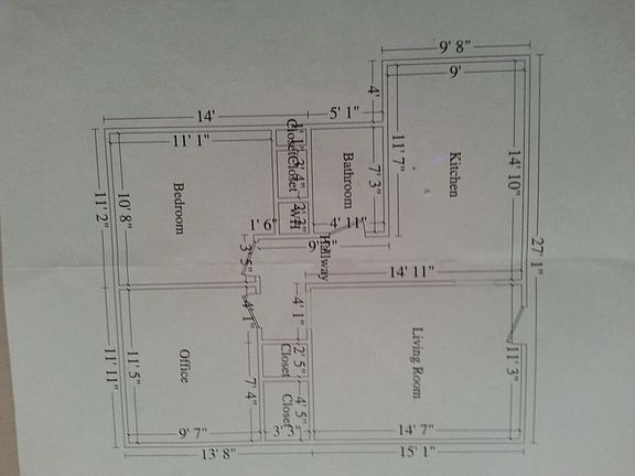 Shared walls are office and living room