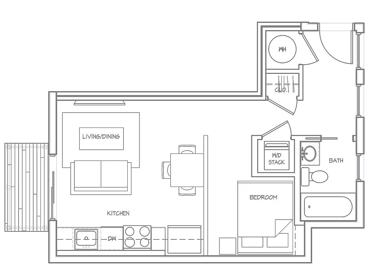 Floor plan Eff (1E1A)