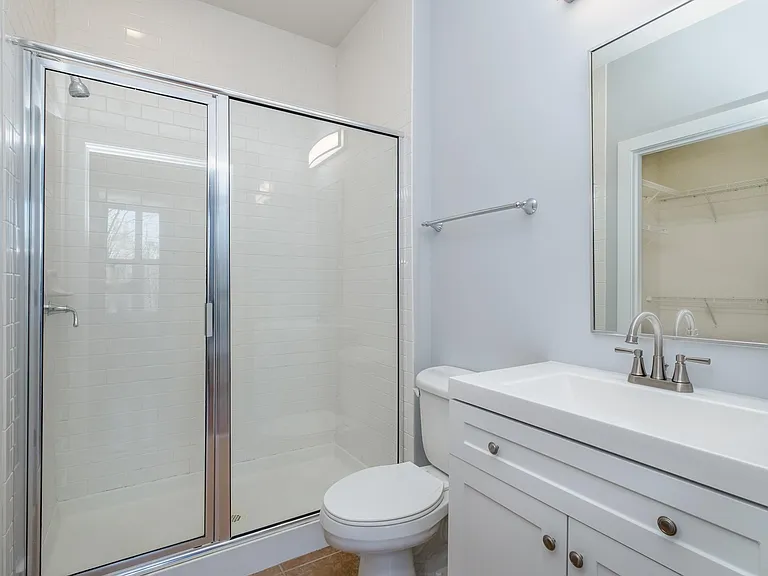 Master bedroom bathroom with big walk-in shower and new vanity