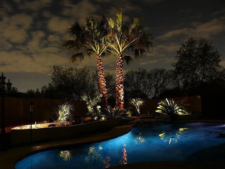 Night Shot of Pool/Landscaping