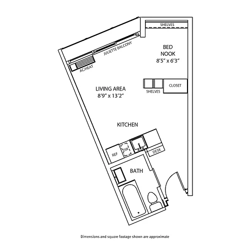 Floor plan Studio / 1 Bath