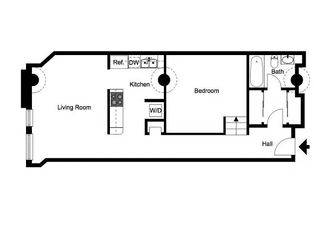 Floor plan 1 Bedroom Apartments