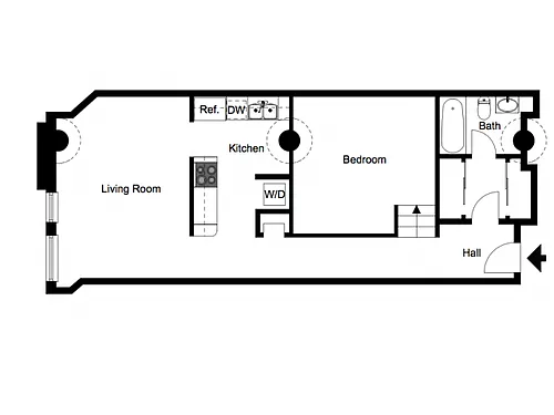 Floor plan 1 Bedroom Apartments