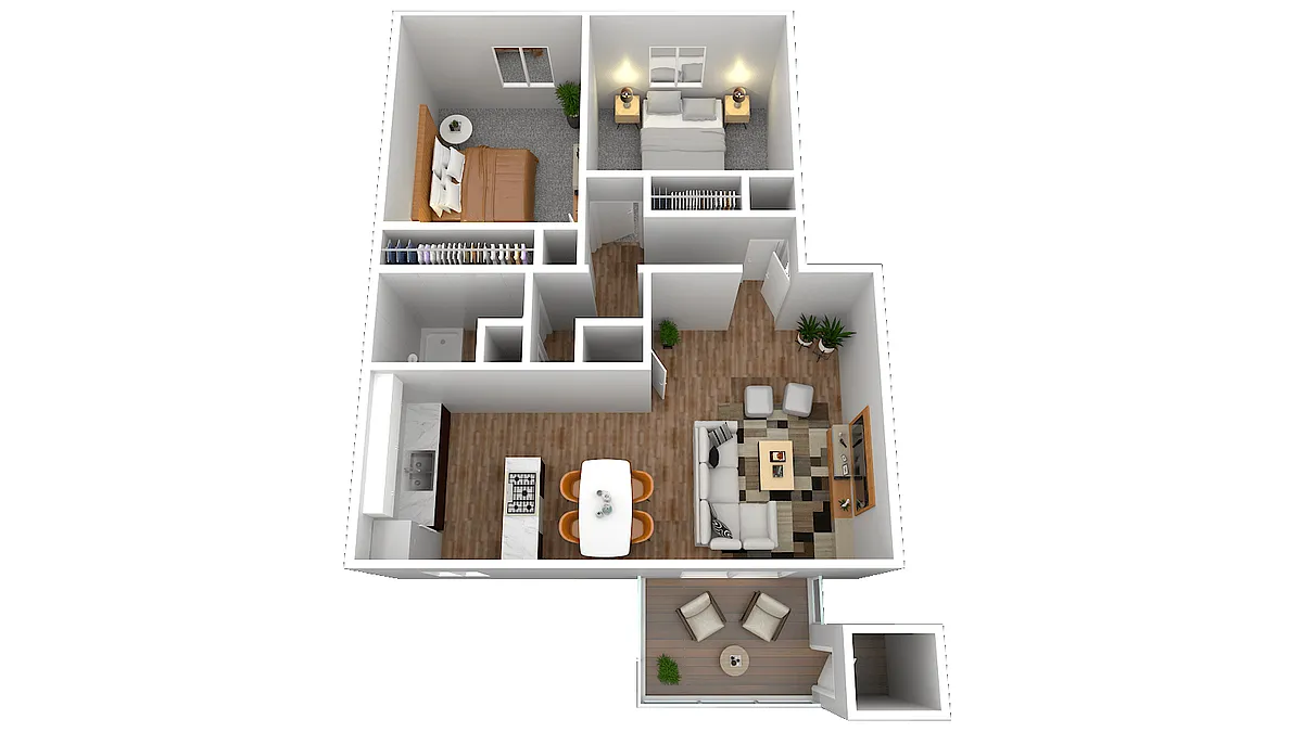 Floor plan The Robbins - Two Bedroom Apartment