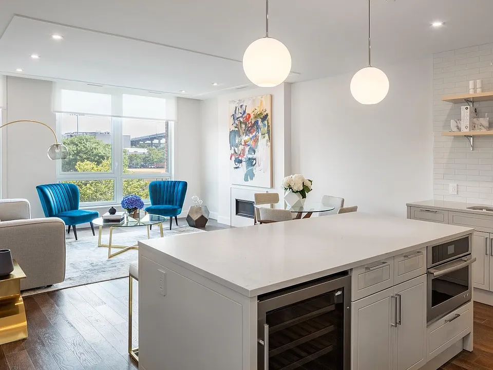 Open Layout Kitchen & Living Room Area (with fireplace)