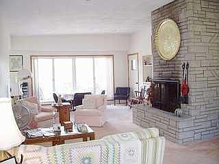 Stone fireplace in LR
