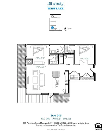 Floor plan Unit 305 - Southwest View