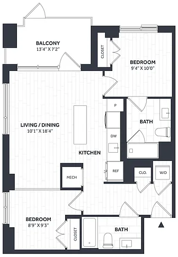 Floor plan 2 Bed/2 Bath - Stratos - CC01a