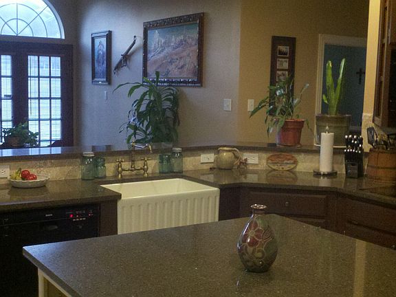 Kitchen opens to living area