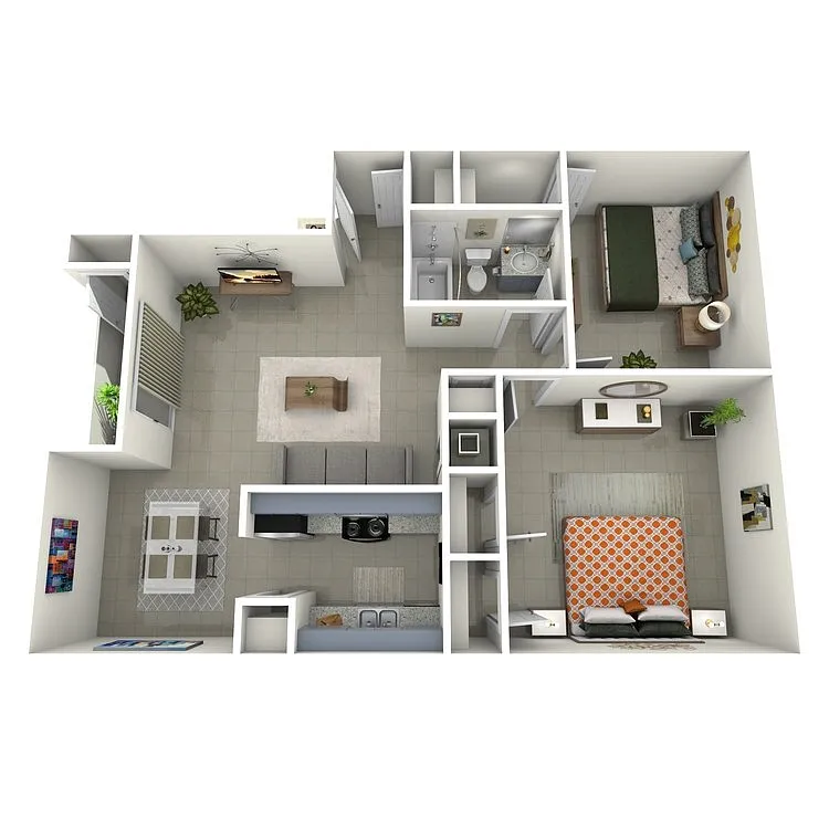 Floor plan 2 Bedroom, 1 Bath