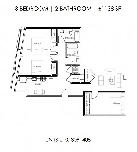 Floor plan Three Bedroom Two Bath Deluxe