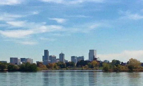 Downtown Denver and West Side of Sloans Lake