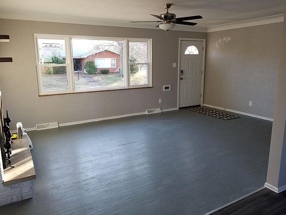Living room with picture window view