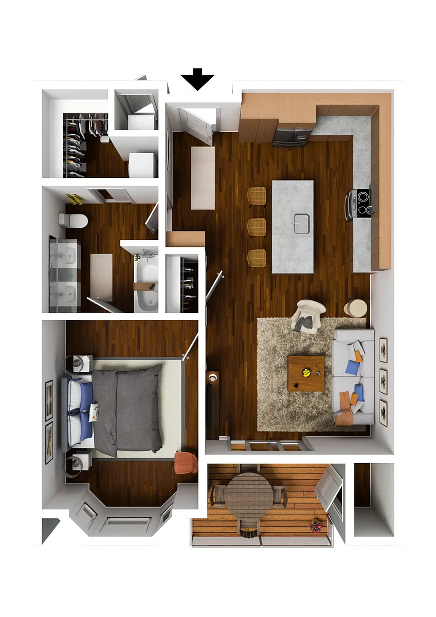 Floor plan 1 Bedroom B Premium