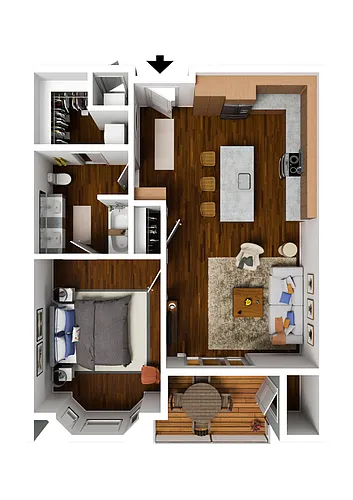 Floor plan 1 Bedroom B Premium