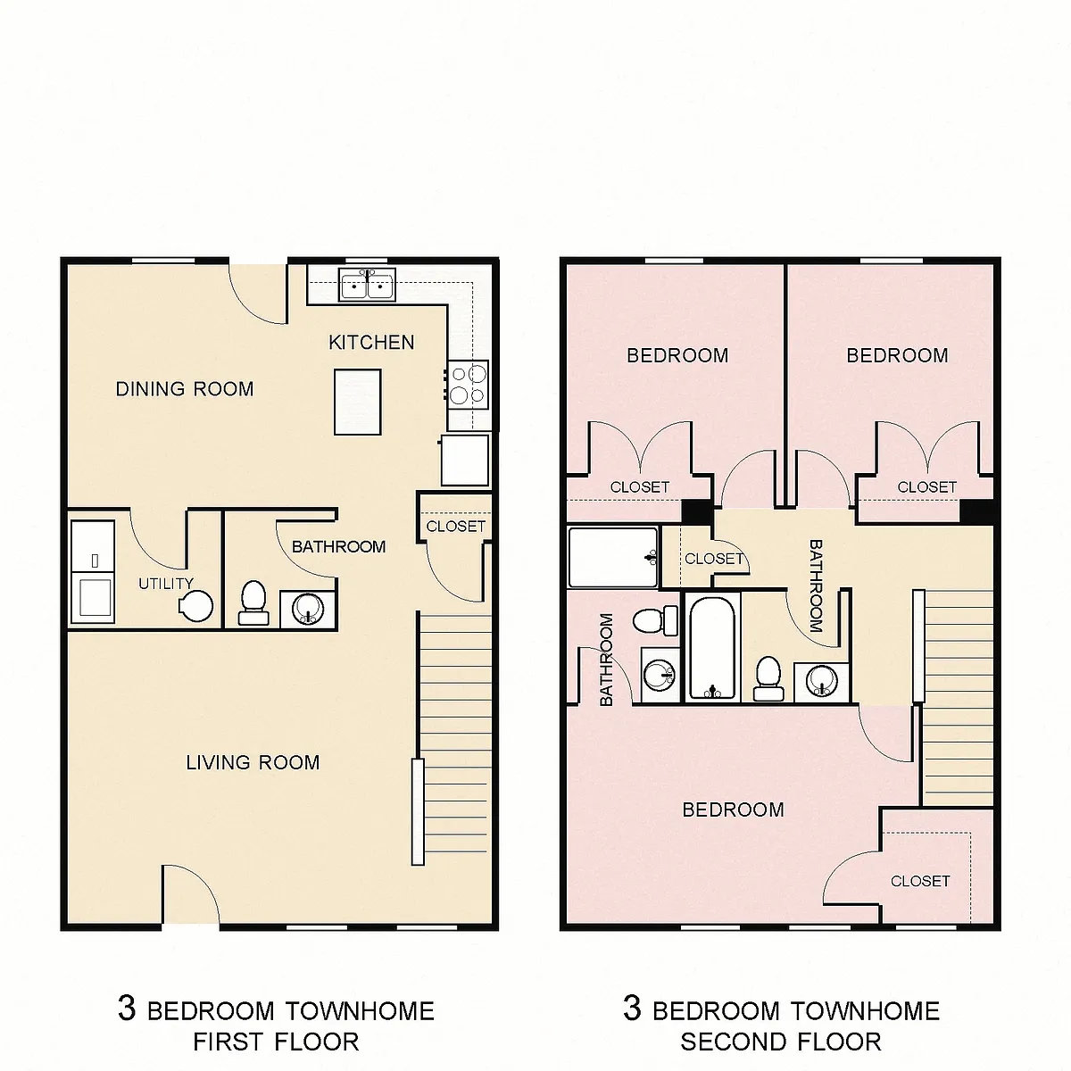 Floor plan 3 Bedroom Townhouse