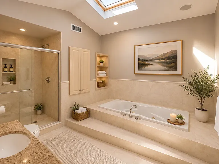 with skylight over Jacuzzi