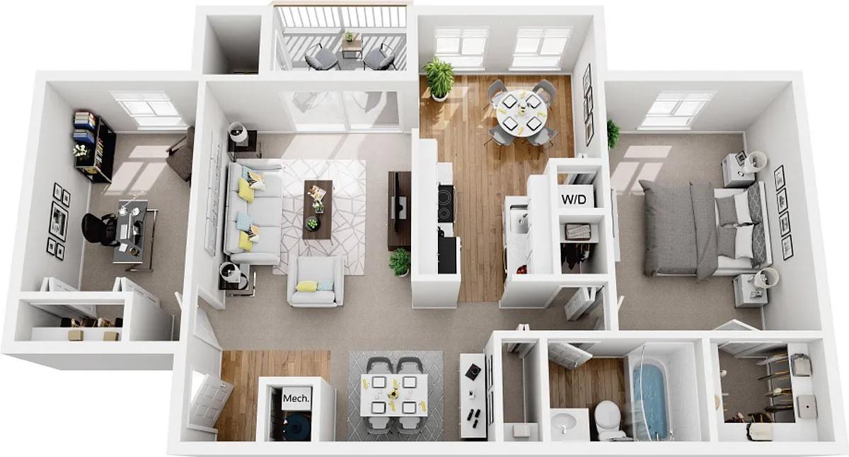 Floor plan 1 Bedroom 1 Bath Den Renovated