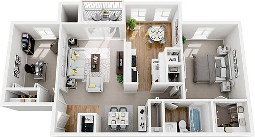 Floor plan 1 Bedroom 1 Bath Den Renovated