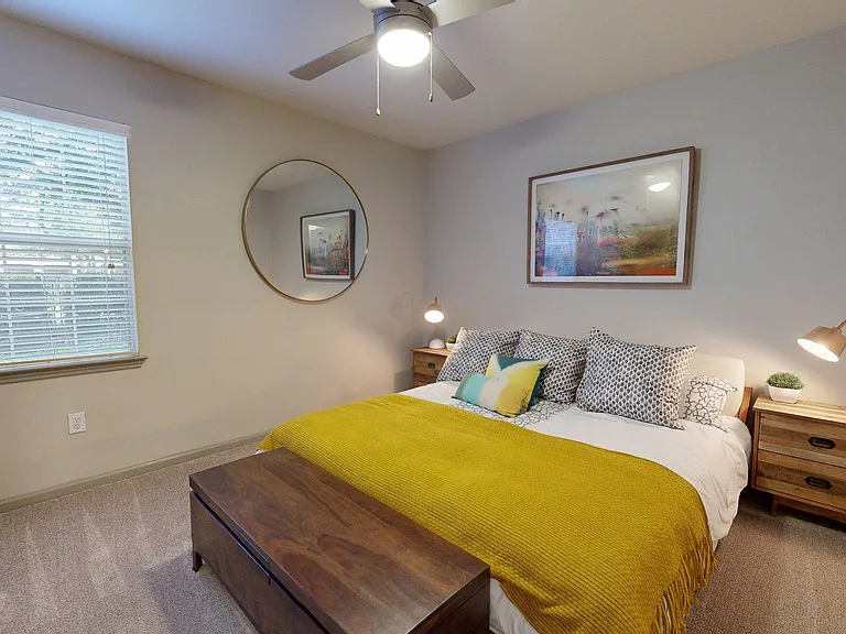 Spacious apartment Bedroom with Carpet Floor.