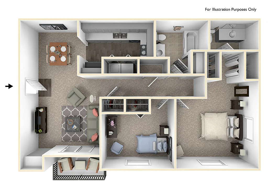 Floor plan 2 Bedrooms, 1.5 Baths