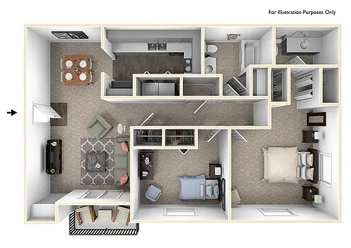 Floor plan 2 Bedrooms, 1.5 Baths