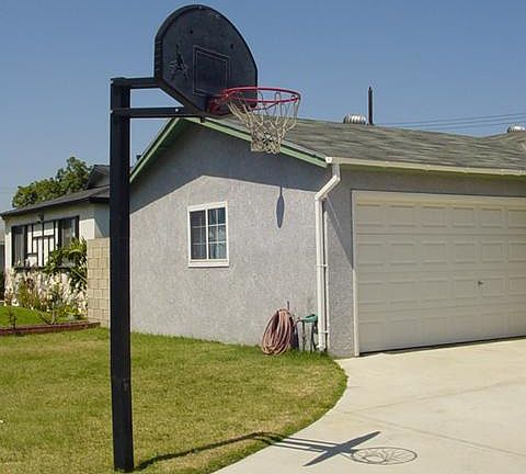 Adjustable basketball hoop.