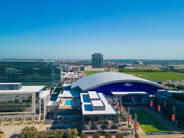 Aerial View of The Star and Ford Center Near Domain at The Gate