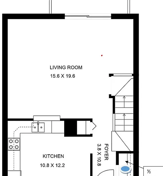 Main floor with parking deck and front entrance near kitchen. Deck overlooks Mine Creek and famous Raleigh Greenway
