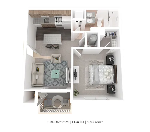 Floor plan One Bedroom - 538 sqft