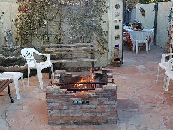 One of the three patios