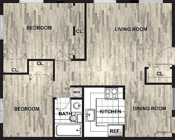 Model D | 2 Bedroom, 1 Bath Model D | 2 Bedroom, 1 Bath