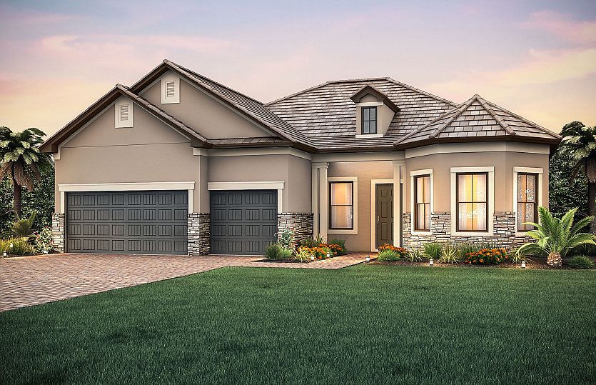 Exterior LC2B with decorative stone accents