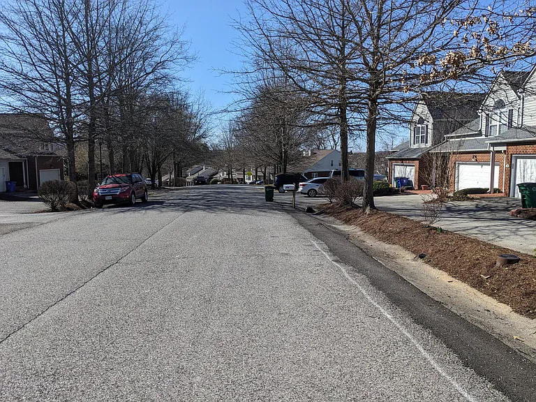West view of the street in front of the home.