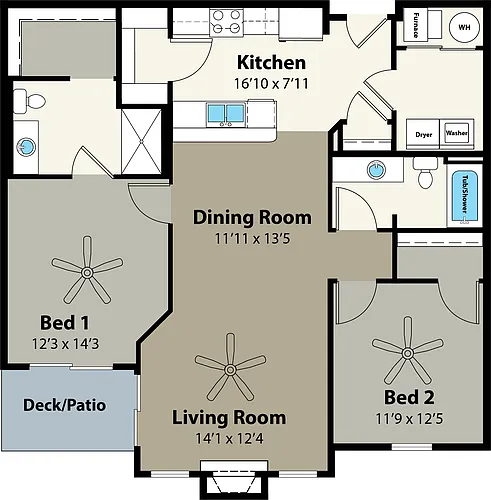 Floor plan 2B 1150 sf