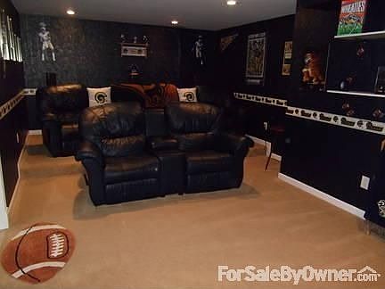 Man Cave - Stadium Seat flooring, Recessed lighting