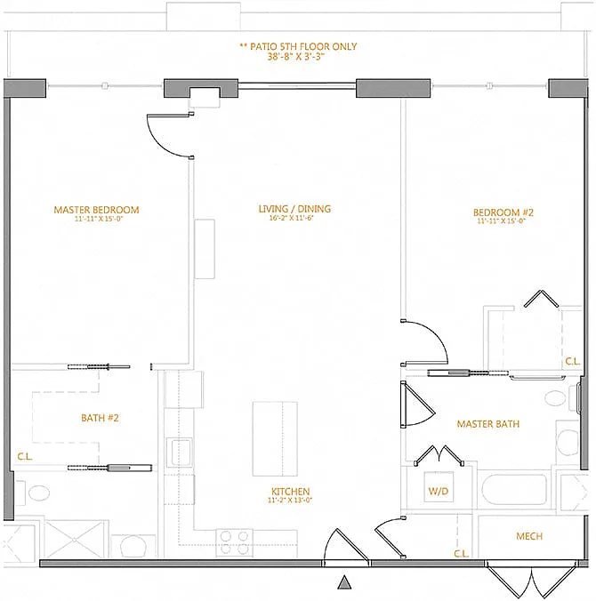 Floor plan 2 Bed/2 Bath-5-6P