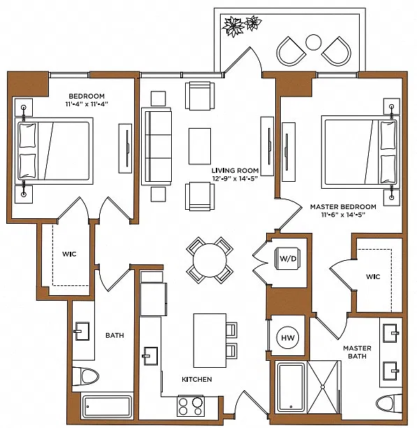 Floor plan 2 Bed/2 Bath-D