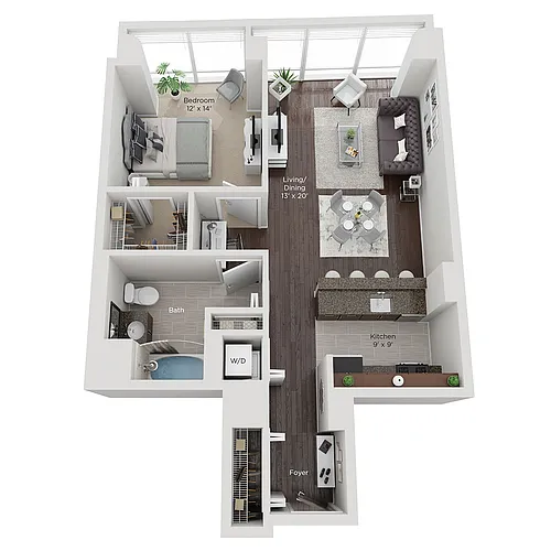 Floor plan Large One Bed Style (D)