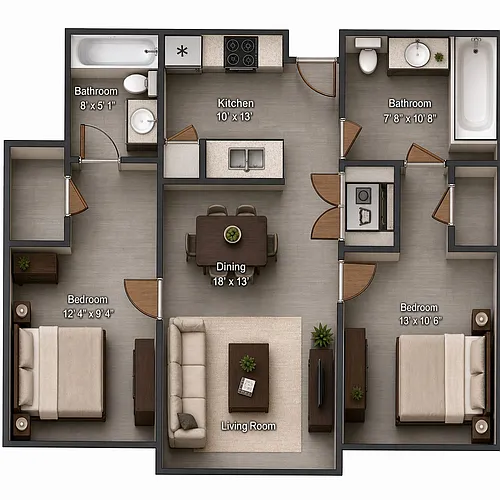 Floor plan 2X2 B