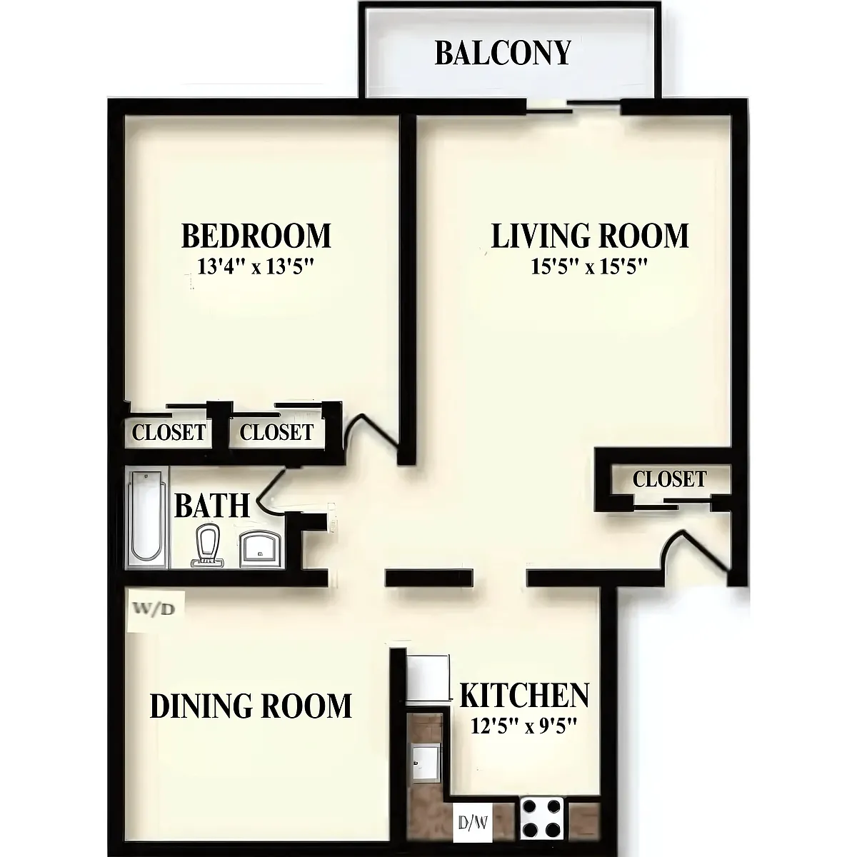 Floor plan 1 Bedroom Deluxe