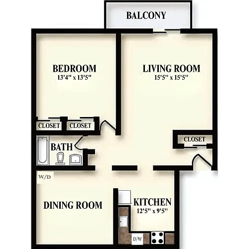 Floor plan 1 Bedroom Deluxe