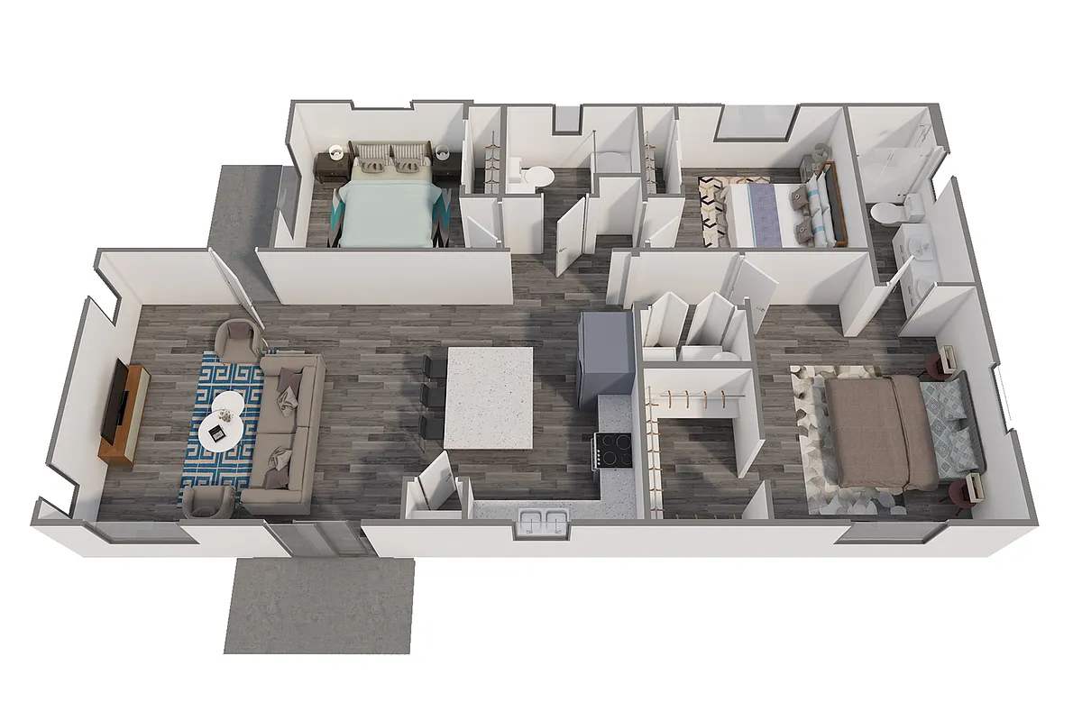 Floor plan 3x2 with Doggie Door and Backyard
