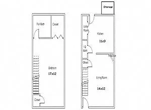 Floor plan 1 Bedroom Townhouse- 950
