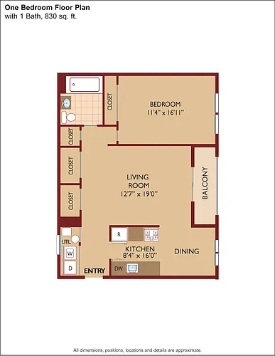 Floor plan $2.34/sq.ft. - One Bedroom