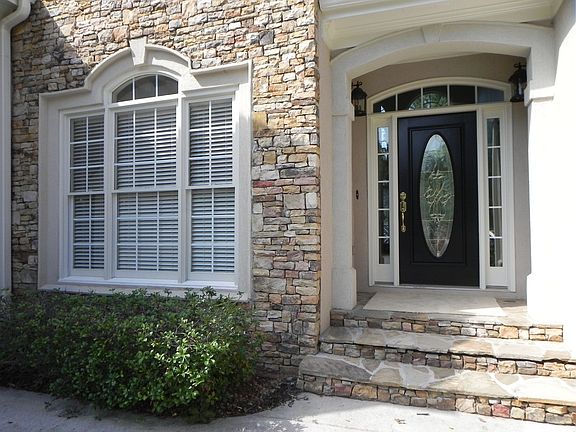 Stacked Stone and Covered Entry