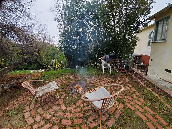 firepit area in backyard